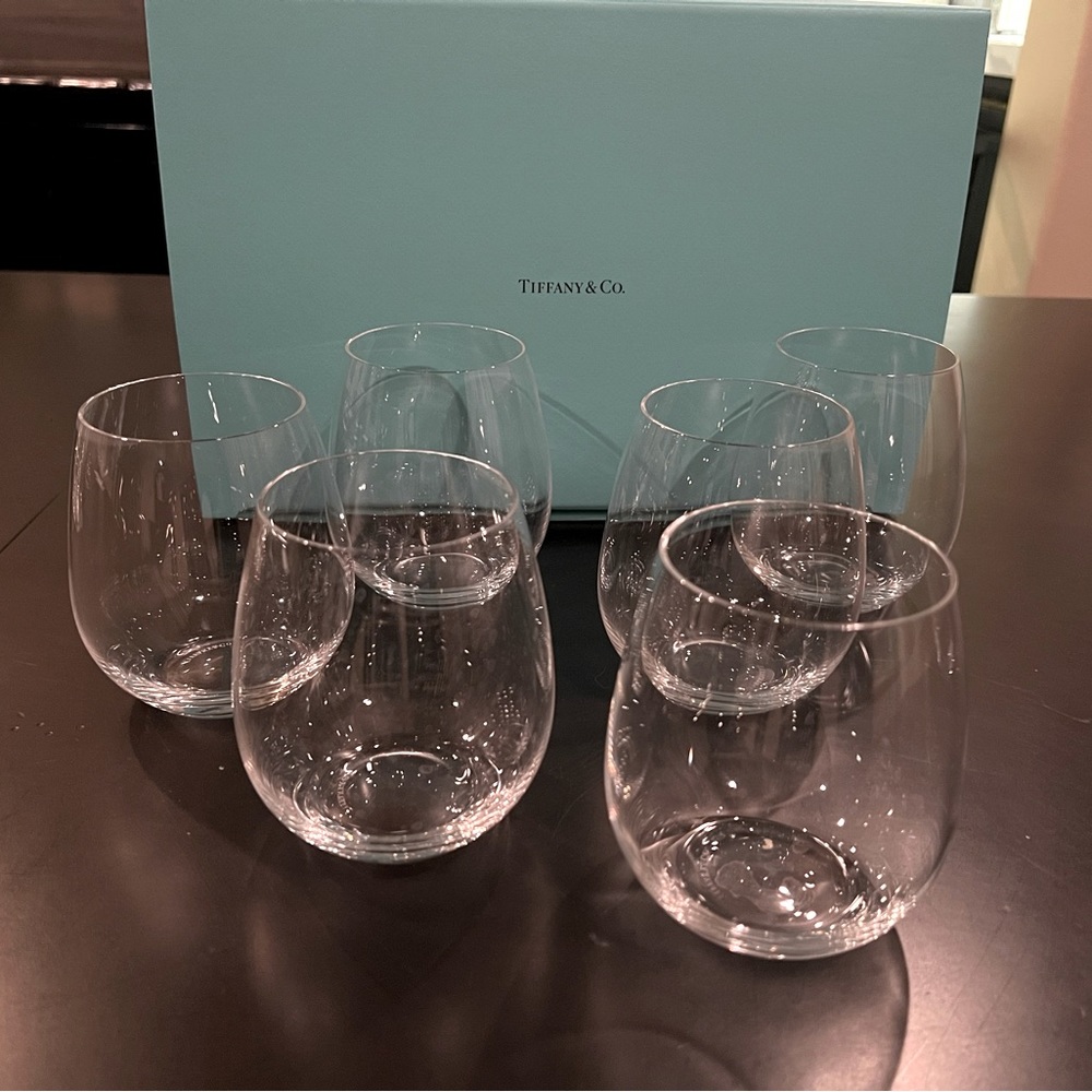 Tiffany Stemless Crystal Wine Glasses